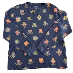 Polo Ralph Lauren Men’s XL Sleepwear Thermal Long Sleeve Navy Crest Print